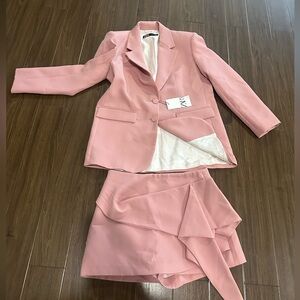 Zara pink skort and pink blazer suit